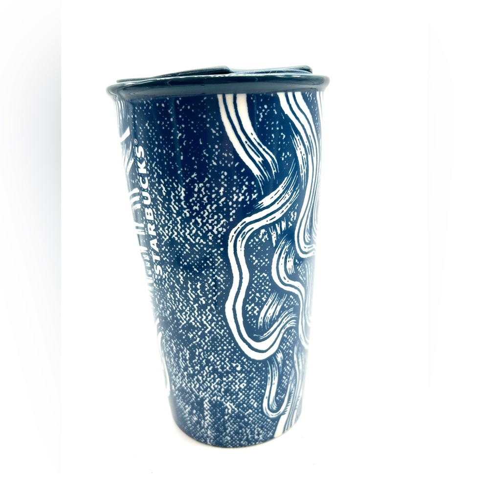 Starbucks 2016 Gold Crown Blue Mermaid Siren 12oz Ceramic Travel Tumbler Mug - Picture 6 of 16